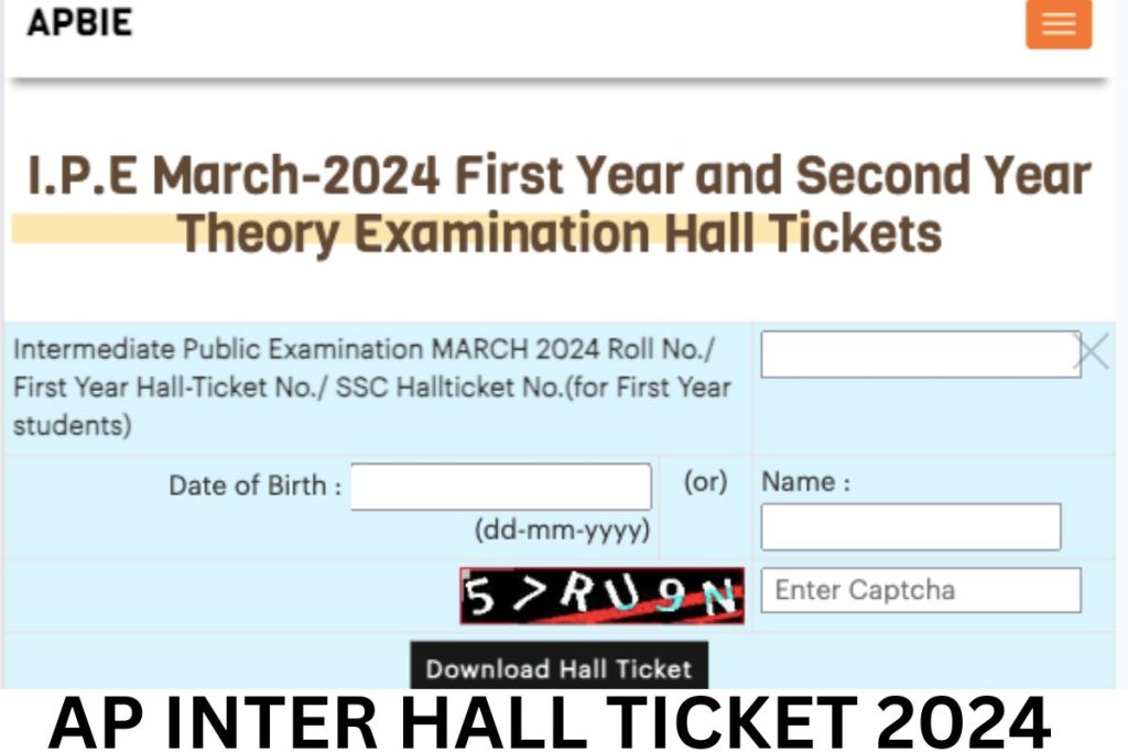 AP Inter Hall Ticket 2024, BIEAP 1st Year, 2nd Year Admit Card Link